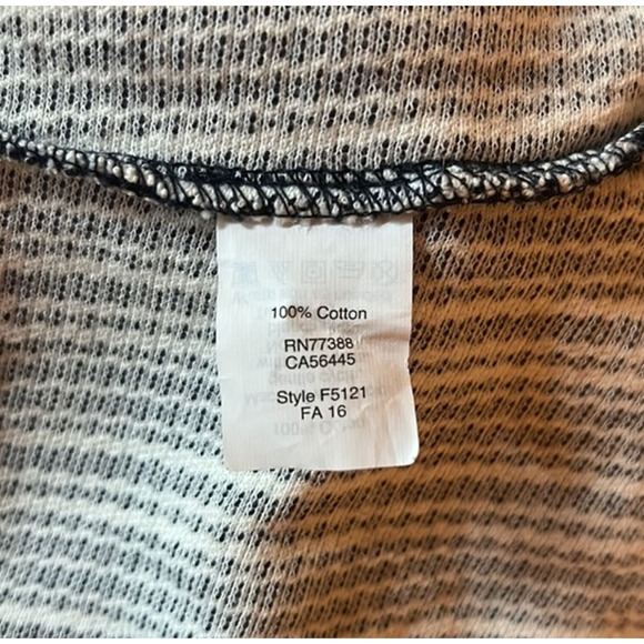 Madewell Shirt Women Small Mock Neck Textured Top White Gray Black Stripe Casual - Picture 8 of 8